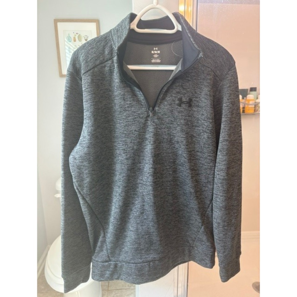 Under Armour Men's Medium 1/4 Zip Pullover Gray Heather Fleece Lined ColdGear